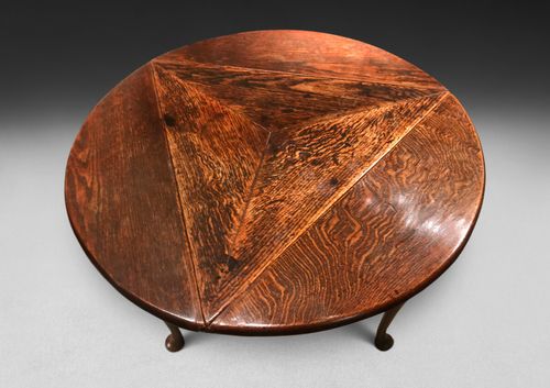 Rare George II Oak Dropleaf Corner Table