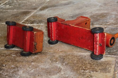 Vintage Wooden Toy Steam Engine and Truck