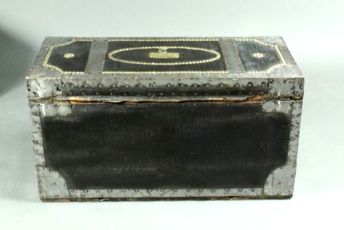 Antique pair of leather trunks