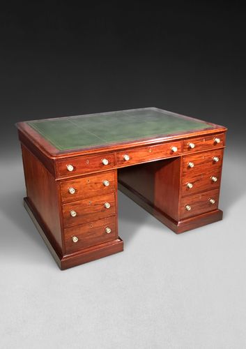 Early 19th Century Mahogany Twin Pedestal Partners’ Desk
