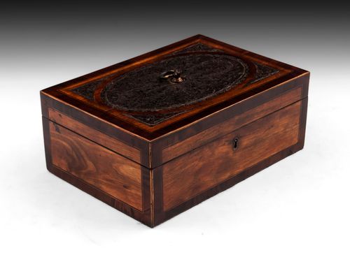 Antique Satinwood Paper Scroll Sewing Box