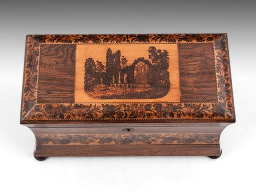 Tunbridge Ware Rosewood Tea Caddy Muckross Abbey