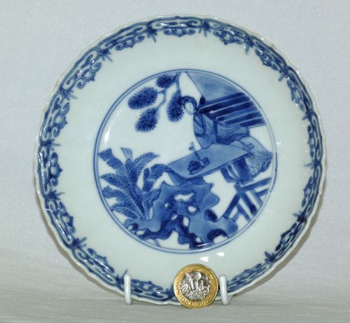 Kangxi - Chinese - 18th Century Blue and White Molded Plate