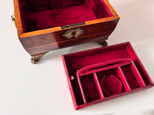 Antique Burr Yew Box Fitted for Jewellery
