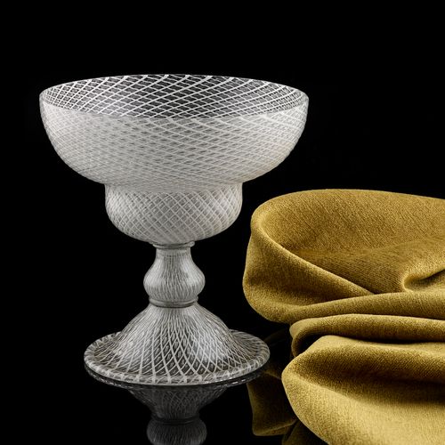 A Large Reticello Glass Goblet; Venice, early 17th century