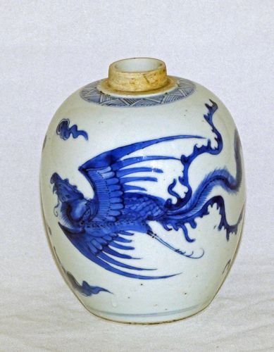 kangxi blue and White Ovoid Jar