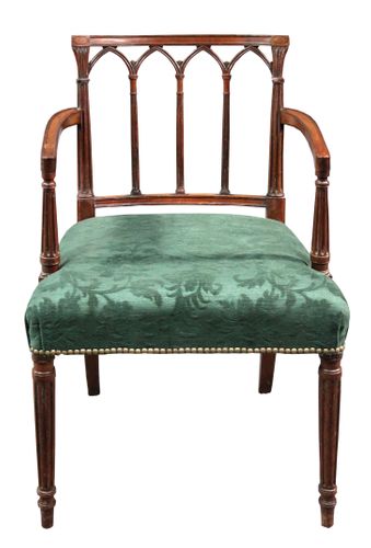 Set of 8 Georgian Mahogany Gothic Design Dining Chairs