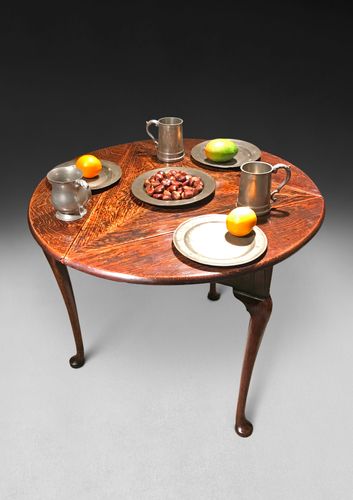 Rare George II Oak Dropleaf Corner Table