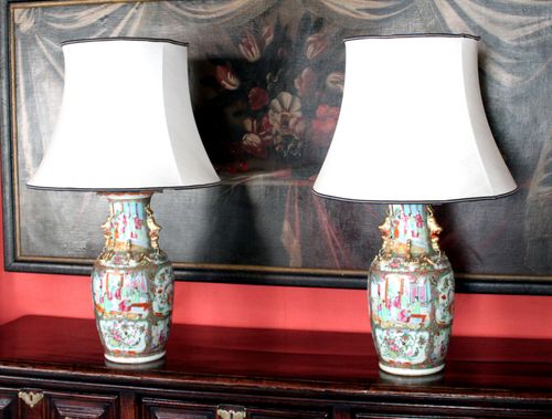 Pair of Canton vases as table lamps