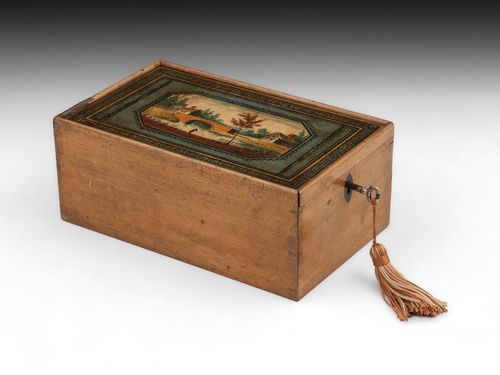 Antique Tunbridge Ware Painted Sewing Box