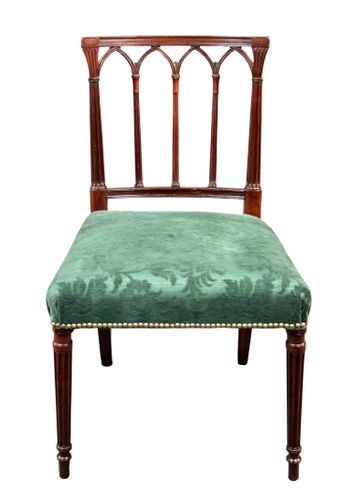 Set of 8 Georgian Mahogany Gothic Design Dining Chairs