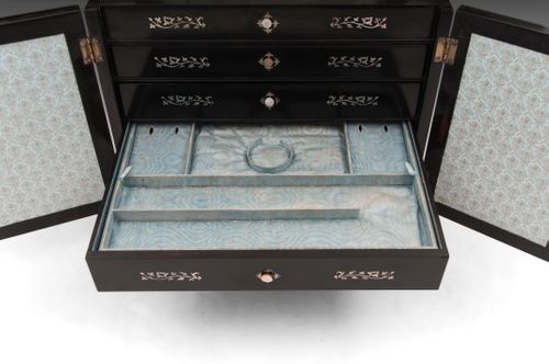 Ebony Sewing Jewellery Writing Cabinet