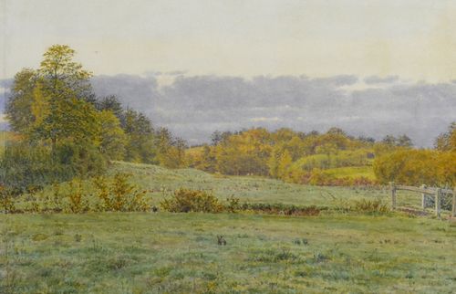 George Price Boyce, RWS - A Little Wooded Valley in Surrey - watercolour