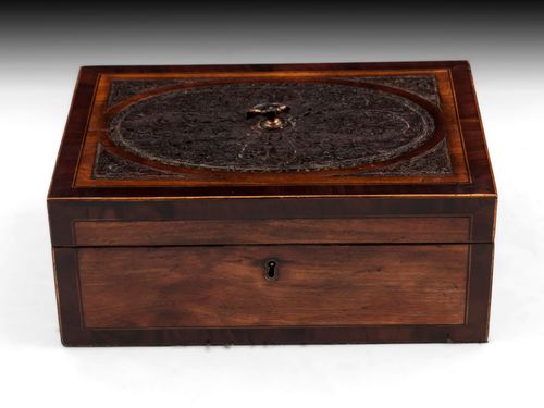 Antique Satinwood Paper Scroll Sewing Box