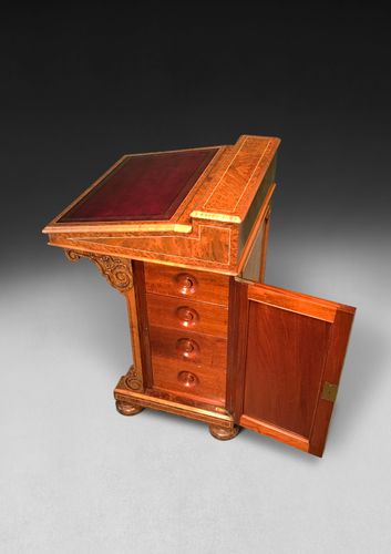 Mid 19th. Century Inlaid Amboyna Davenport by J & T Scott of Edinburgh