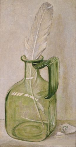 Maxwell Armfield - Bottle and Feather - Tempera on board