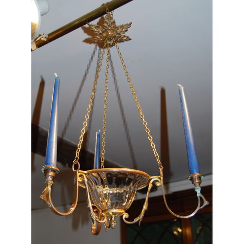 Early 19th Century Brass and Glass Chandelier