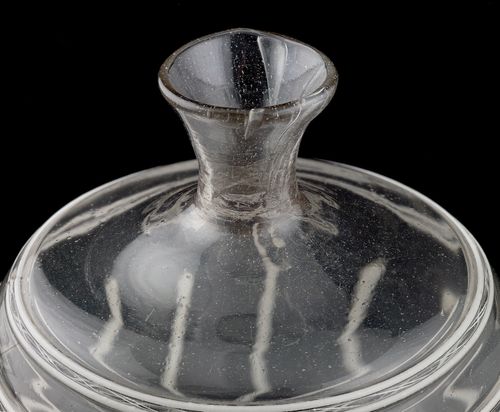 A Small Glass Bottle decorated with white Filigree; Venice or Catalonia.
