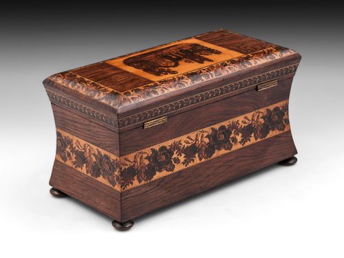 Tunbridge Ware Rosewood Tea Caddy Muckross Abbey