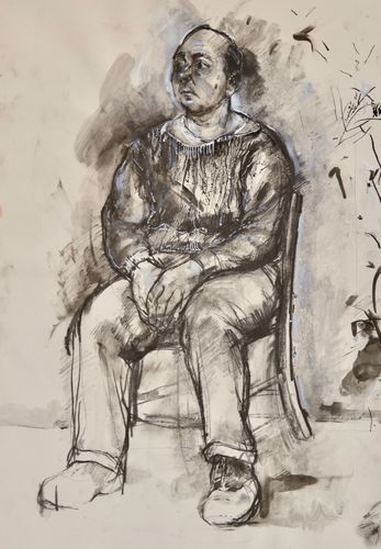Carolyn Sergeant - Seated Man - chalks & wash