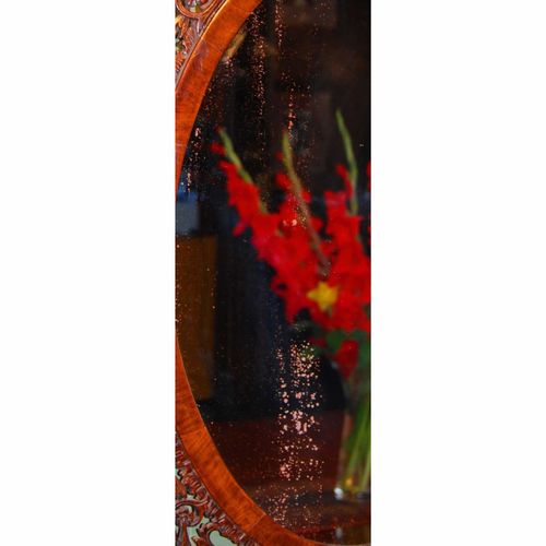 George III Mahogany Oval Fretwork Mirror