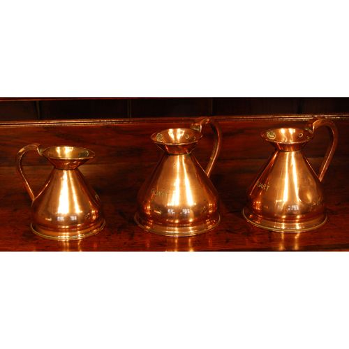 Set of three 19th. century copper measures