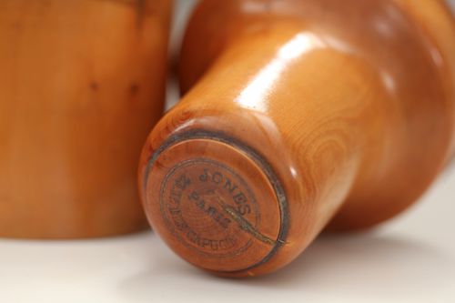 Antique Boxwood Bottle Holder Stamped Jones