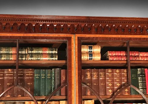 George III Period Inlaid Mahogany Library Secretaire Bookcase
