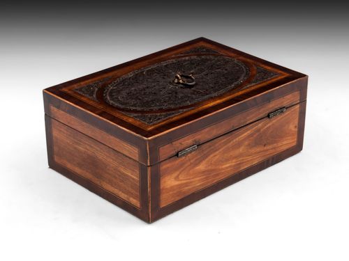 Antique Satinwood Paper Scroll Sewing Box