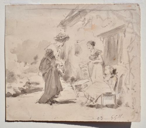 George Goodwin Kilburne - The Visitor - watercolour