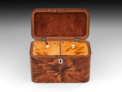 Antique Blonde Tortoiseshell Tea Caddy