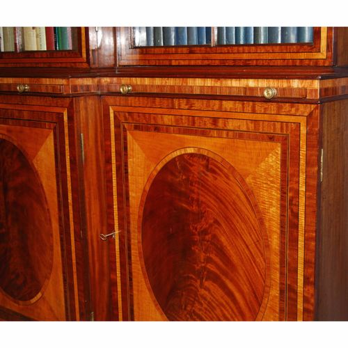 George III Mahogany and Inlaid Breakfront Bookcase