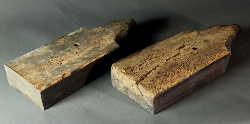 Pair of carved oak fox corbels
