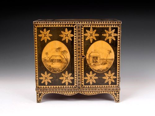 Antique Regency Penwork Cabinet