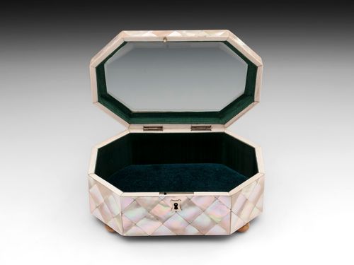 Mother of Pearl Glazed Top Jewellery Box