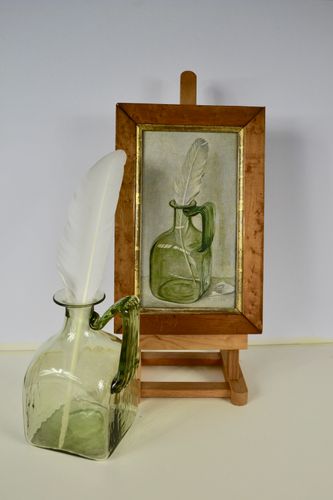 Maxwell Armfield - Bottle and Feather - Tempera on board