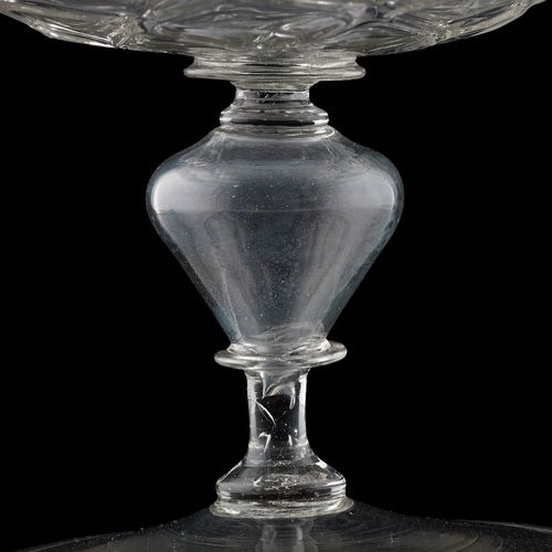 A Small Cristallo Glass Tazza; the Low Countries, first half of the 17th century.