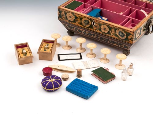 Regency Penwork Chinoiserie Sewing Box