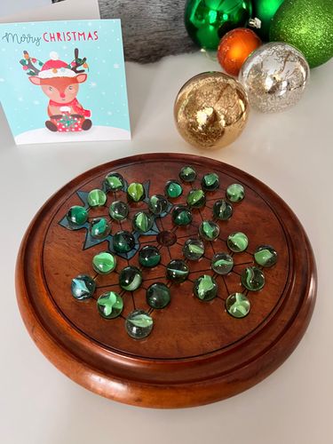 Victorian Wood and Marbles Game of Solitaire