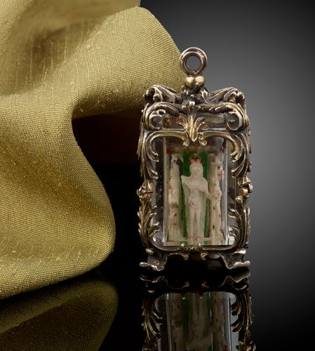 A silver gilt and rock crystal Reliquary Pendant Spanish c.1680