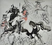 Feliks Topolski - Coronation Lifeguard Escort - watercolour