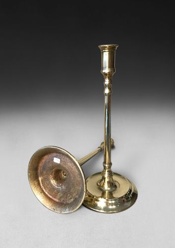 Pair of Early 19th Century Tall Brass Candlesticks