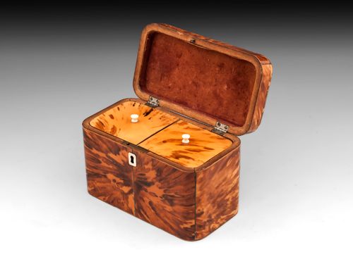 Antique Blonde Tortoiseshell Tea Caddy
