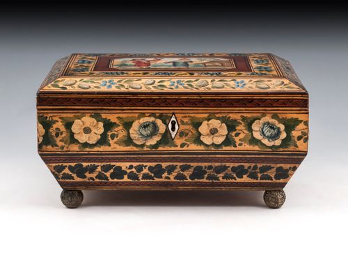 Regency Penwork Chinoiserie Sewing Box