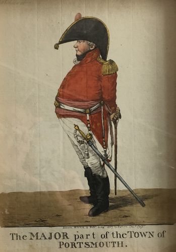 Hand coloured engraving of ‘The Major part of the Town of Portsmouth’
