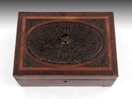Antique Satinwood Paper Scroll Sewing Box