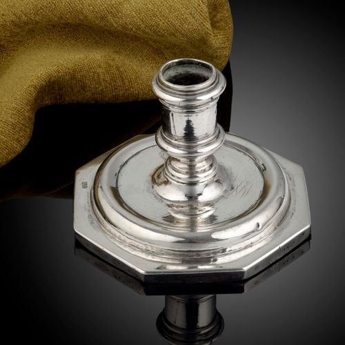 A little 17th century silver Spanish night light Candlestick