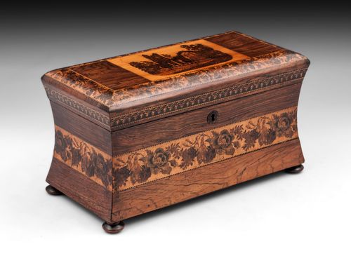 Tunbridge Ware Rosewood Tea Caddy Muckross Abbey