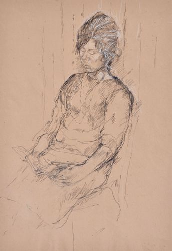 Carolyn Sergeant - Girl Reading - drawing