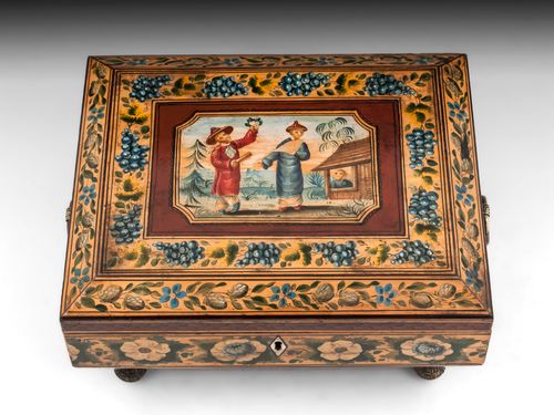 Regency Penwork Chinoiserie Sewing Box
